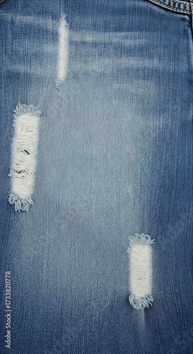 Ripped Denim Jeans Texture Closeup.