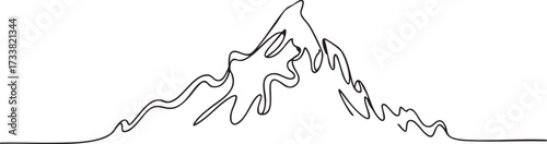 Wilderness mountain ridge outline vector drawing for exploration graphics