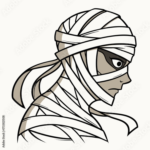 Mummy profile with one eye peeking out egyptian ancient