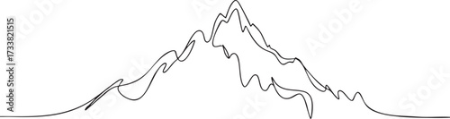 Abstract mountain line drawing vector sketch of natural landscape
