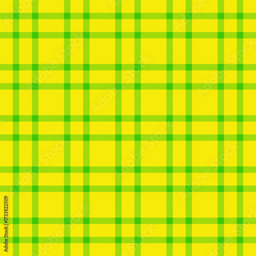 Vibrant, eyecatching tartan pattern. Yellow and green hues evoke summer and freshness. Ideal for textiles, backgrounds, or playful design projects. Cheerful and modern.