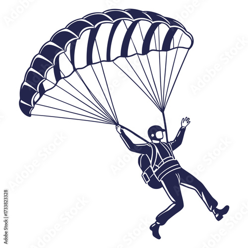 Silhouette of a skydiver with a deployed parachute