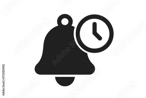 Alarm clock icon. Time management and reminder notification concept. Bell symbol for alert, schedule, and deadline. Minimalistic vector sign for web, app, and graphic design.