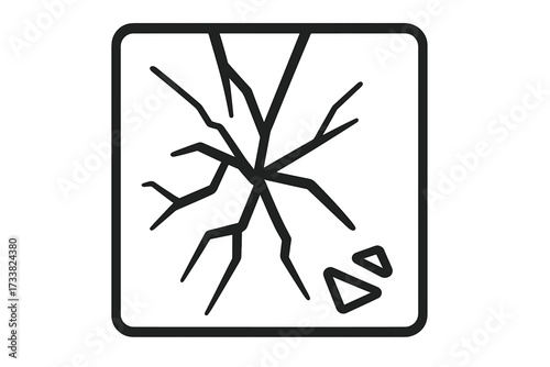 Broken glass line icon. Cracked window symbol. Shattered surface vector. Damage, fragile, risk concept. Destruction sign. Minimalist outline pictogram for web, app, ui, ux.