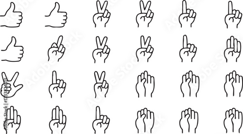 Finger movement vector illustration set with symbolic hand gestures