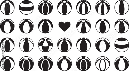 Summer beach ball vector icons for pool party and seaside vacation design