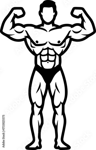 Simple vector icon bodybuilder
