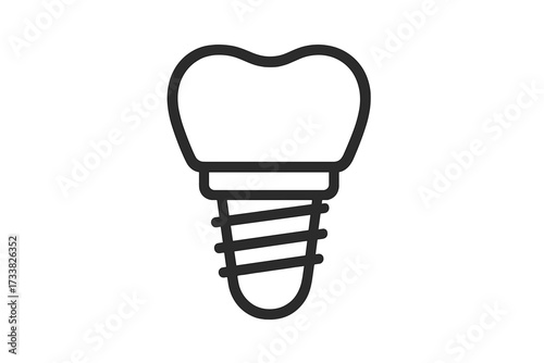 Dental implant icon vector illustration. Tooth restoration surgery concept. Dentistry, stomatology, and oral healthcare symbol for web, apps, and graphic design.