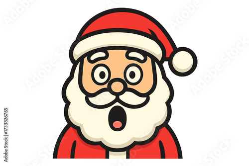 Santa Claus icon cartoon astonishment surprised shocked face Christmas character vector illustration isolated transparent background festive holiday design December winter emotion joy reaction