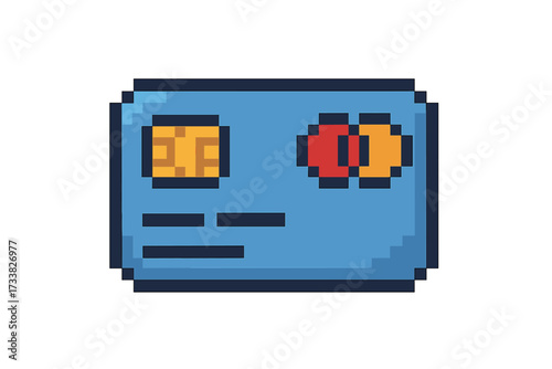 Pixel art credit card icon. 8-bit retro video game style vector illustration. Concept for online payment, finance, banking, shopping, e-commerce, transaction, digital money.