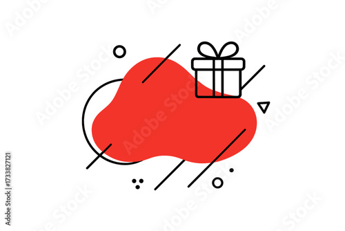 Refer a friend program concept. Gift box icon for loyalty rewards. Vector illustration for business, affiliate marketing strategy. Abstract graphic design for web banner.