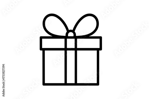 Gift box line icon. Present with a ribbon bow symbol. Surprise package. Minimalist vector for birthday, Christmas, holiday, anniversary celebration. Bonus, prize, reward concept.