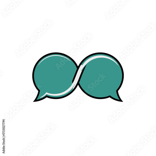 Mirror chat bubbles logo, symmetrical talk icon, digital conversation identity, customer support brand, minimal communication symbol, vector illustration
