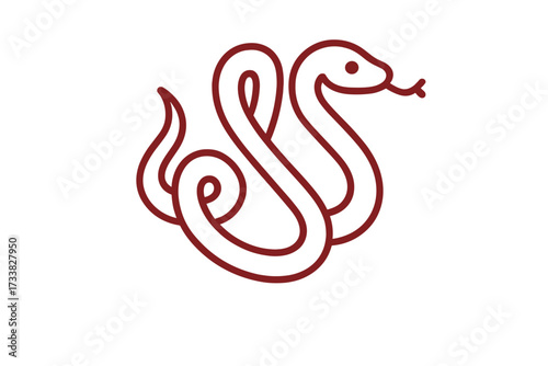 Chinese New Year 2026 card, Year of the Snake. Zodiac sign symbol. Minimalist line art snake icon. Modern geometric vector illustration for poster, banner, background.