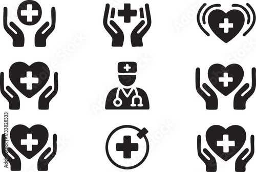 Medical assistance vector illustration set for hospital and clinic design