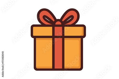 Gift box icon vector illustration. Present symbol for birthday, christmas, or holiday celebration. Surprise package with a ribbon bow. Flat design for shopping, sale, or bonus prize.