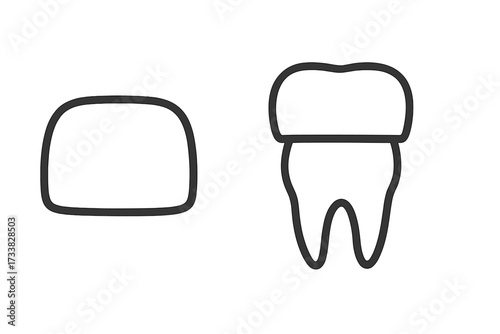 Wisdom tooth dental crown minimalistic thin outline icon for web and graphic design, apps, banners, social network, cards, transparent vector cartoon illustration oral health care concept