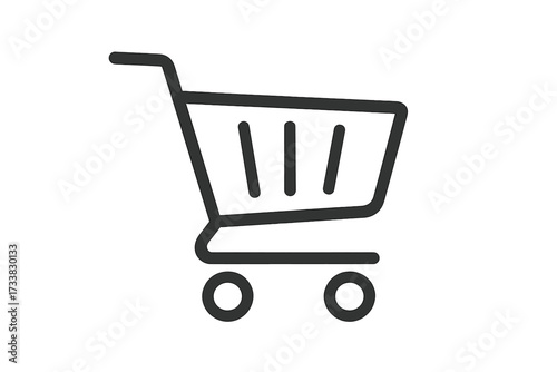 Shopping cart icon. E-commerce symbol for online store. Vector illustration of a retail basket for buying and purchasing products. Add to cart button for website and app UI.