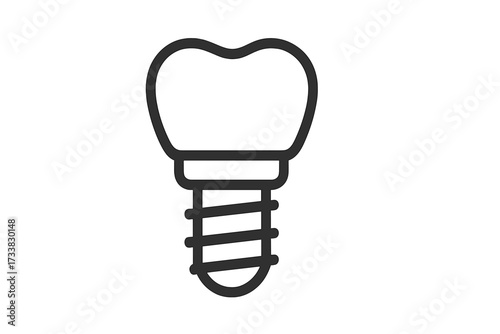 Dental implant line icon. Tooth prosthesis, stomatology concept. Dentistry linear pictogram. Oral surgery and restoration symbol. Health care. Crown and screw graphic sign.