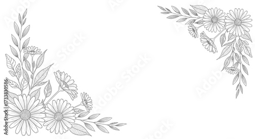 Floral Vector Design, Botanical Illustration, Decorative Elements, Nature Inspired, Elegant Corner Art, Hand-Drawn Style, Creative Graphics