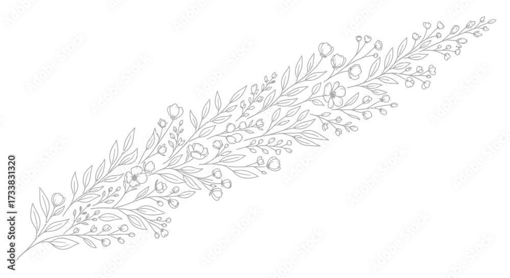 Obraz premium Elegant Vector Floral Design, Nature Elements, Botanical Illustration, White Background, Minimalist Style, Aesthetic Appeal
