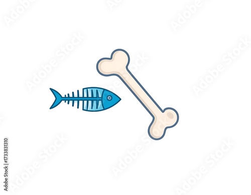 Simple graphic of a fish skeleton and bone