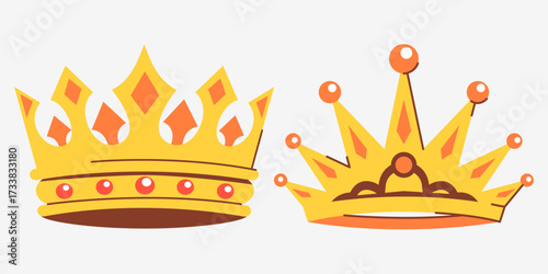Creative Depiction Of Two Different Cartoon Crowns Embodying Regal Authority And Dignity
