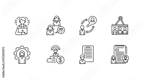 Set of business and human resources icons for professional communication and management concepts vector