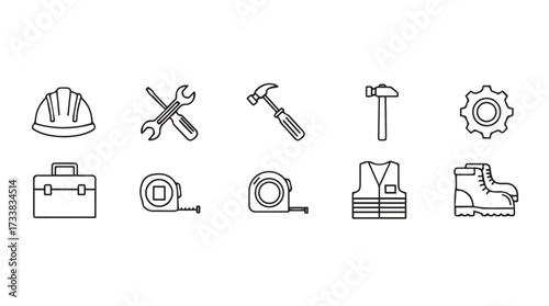 Collection of construction and repair tools icons for diy and professional projects vector