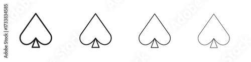 Card-spade icon collection. Line vector sign, symbol for web and mobile