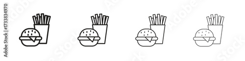 Burger Fries icon collection. Line vector sign, symbol for web and mobile