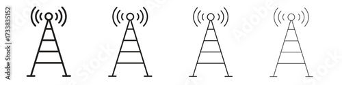 Broadcast tower icon collection. Line vector sign, symbol for web and mobile