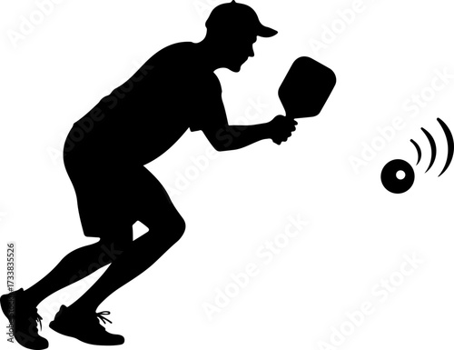 Pickleball Player Hitting Ball Silhouette Graphics