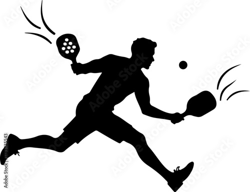 Pickleball Player Hitting Ball Silhouette Graphics