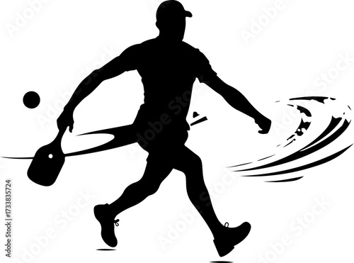 Pickleball Player Hitting Ball Silhouette Graphics