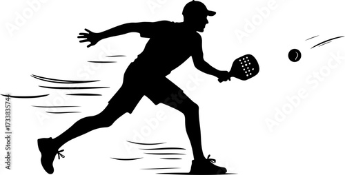 Pickleball Player Hitting Ball Silhouette Graphics