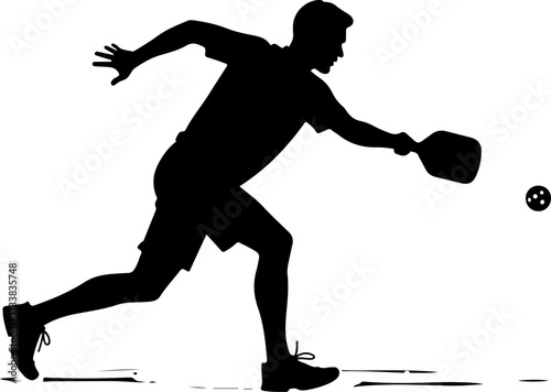 Pickleball Player Hitting Ball Silhouette Graphics