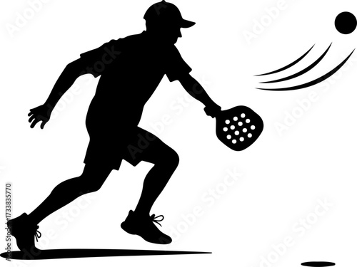 Pickleball Player Hitting Ball Silhouette Graphics