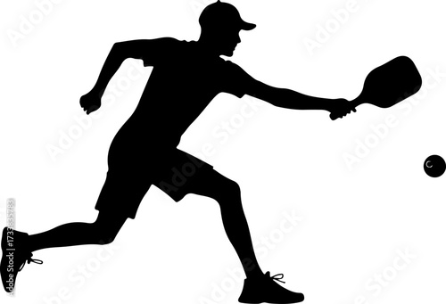 Pickleball Player Hitting Ball Silhouette Graphics