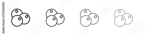 Blueberries icon collection. Line vector sign, symbol for web and mobile