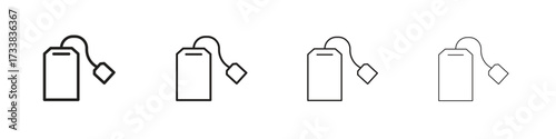 Tea bag icon collection. Line vector sign, symbol for web and mobile