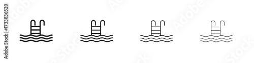 Swimming pool icon collection. Line vector sign, symbol for web and mobile