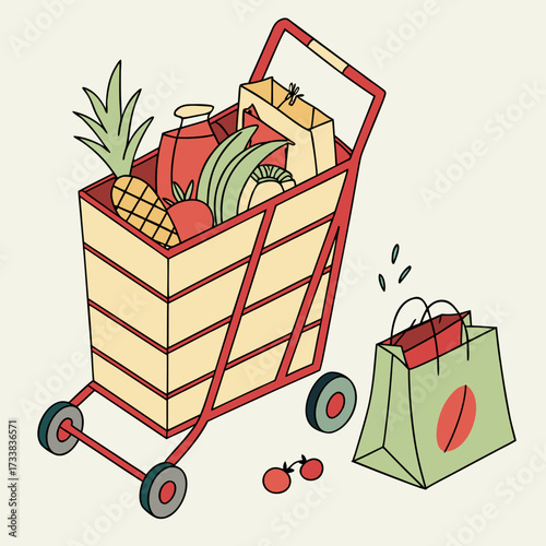 shopping bag with groceries