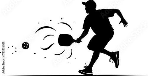 Pickleball Player Hitting Ball Silhouette Graphics