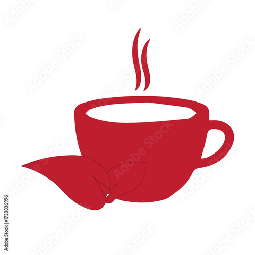 Red Tea Cup and Leaves