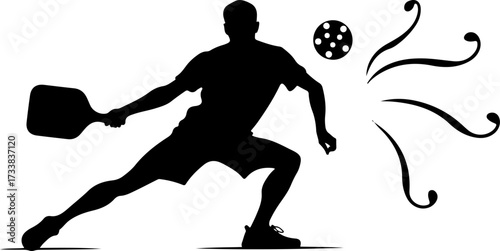 Pickleball Player Hitting Ball Silhouette Graphics
