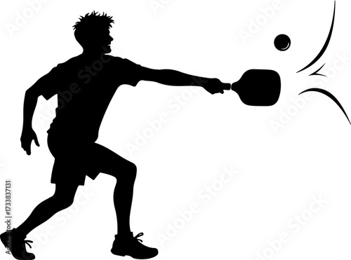 Pickleball Player Hitting Ball Silhouette Graphics