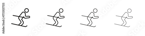 Skiing icon collection. Line vector sign, symbol for web and mobile