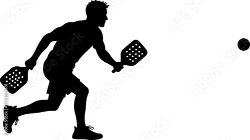 Pickleball Player Hitting Ball Silhouette Graphics