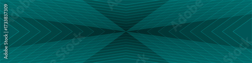Panoramic banner. Teal green abstract background with triangular pattern, cross shape, modern geometric texture, blended lines, outline pattern	
